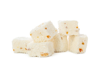 Turkish delight isolated on white.