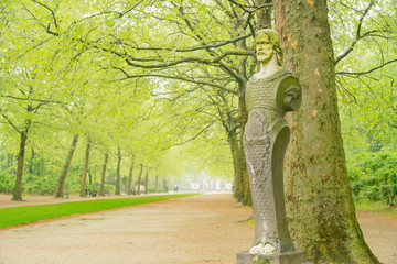 The famous Brussels Park in a ranny day - obrazy, fototapety, plakaty