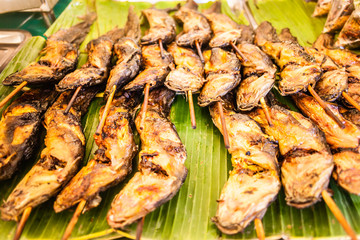 Grilled fish on skewers