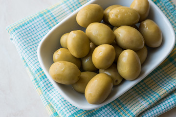 Green Olives in Small Bowl for Breakfast