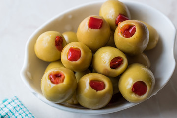 Green Olives Stuffed with Red Paprika Pepper