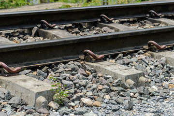 Detail of railway track - railroad landscape