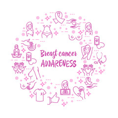 Breast cancer vector icons
