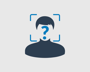 Biometrics face recognition icon on gray background