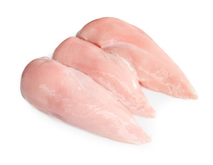 Raw chicken breast isolated on white background, ingredient for make cooking