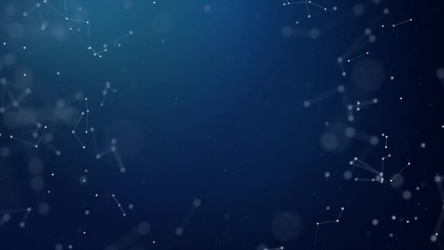 108. Blue Abstract Digital Concept of Geometrical Figures: Polygon Plexus Fractals Moving, Connecting Between Themselves and with Particles. Triangular Technological Concept. seamless loop animation