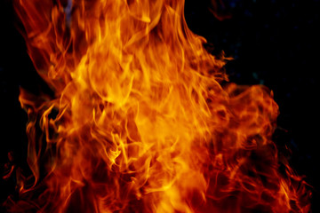 Red flames on black background.
