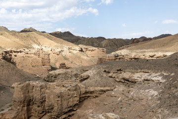 Fototapeta na wymiar Charyn Canyon in Almaty region of Kazakhstan. Beautiful view of the canyon from the observation deck