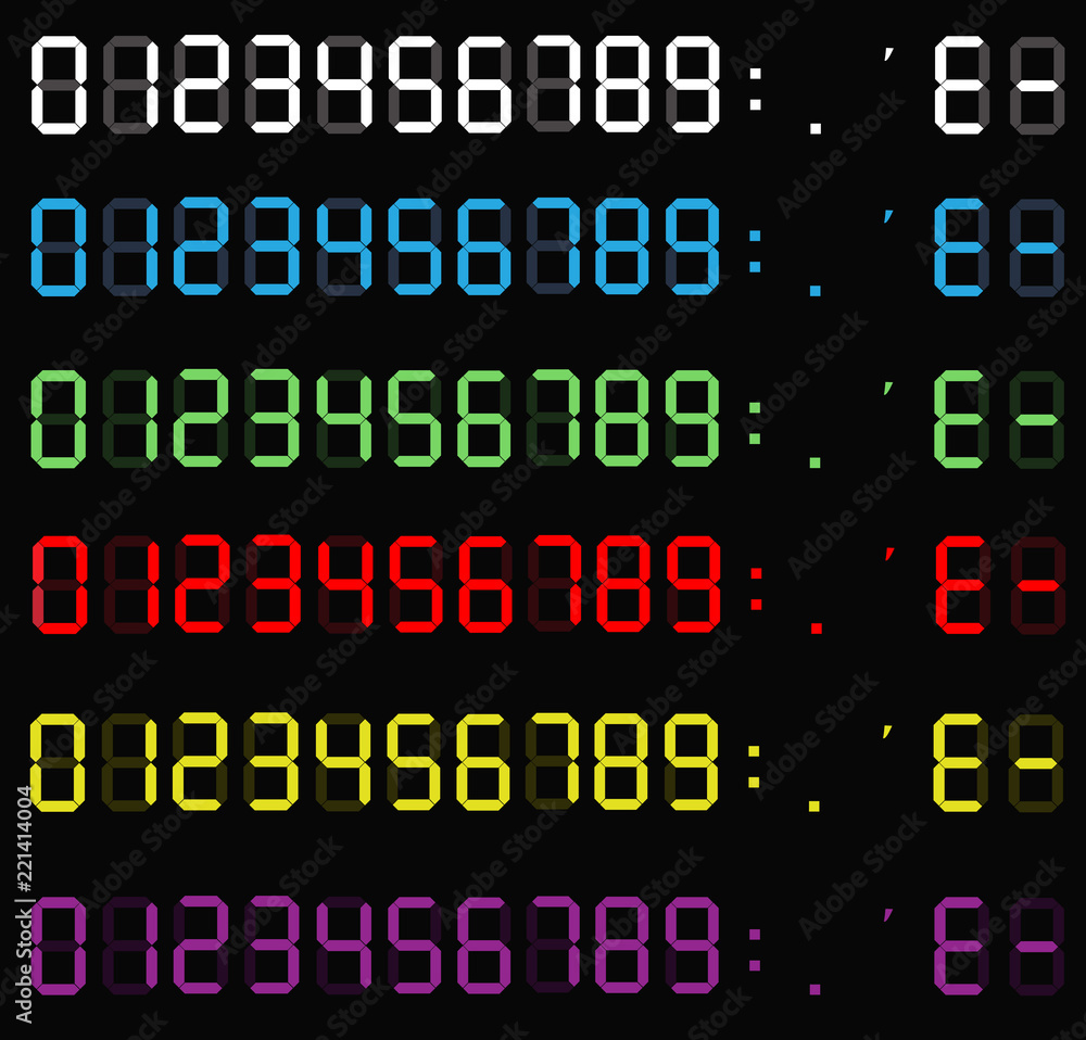 Poster set of calculator digital numbers. electronic figures. lcd digital number. clock digital. calculator