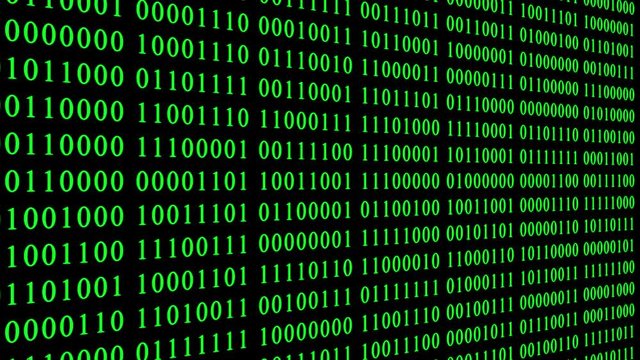Side view of Green binary digital code