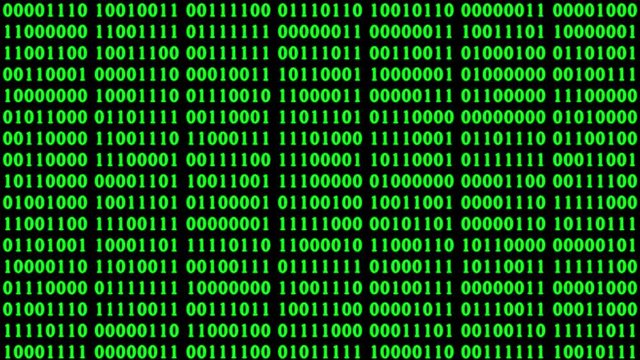 Green binary digital code. Side view