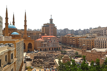 Downtown Beirut Skyline on a white background