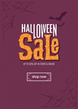 Halloween sale spooky background. Vector illustration
