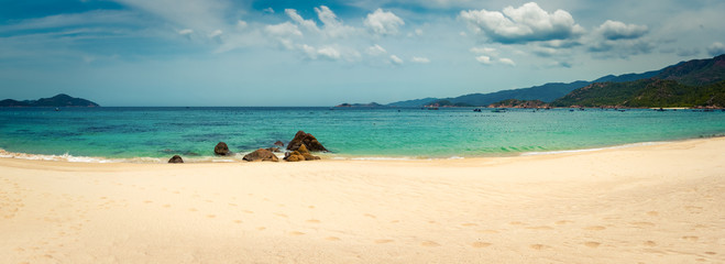 White sand beach. Panorama. Vietnam