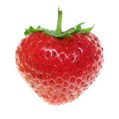 One ripe strawberry on a white background