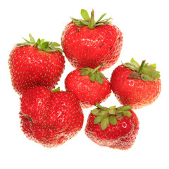 Ripe red strawberry on a white background