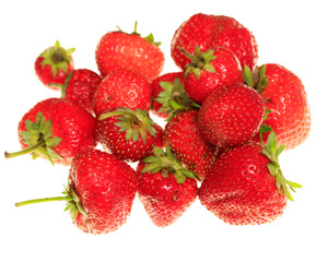 Ripe red strawberry on a white background