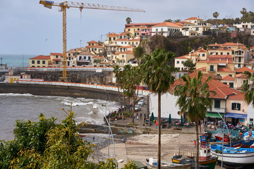View of Câmara de Lobos and marina in Madeira