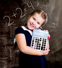  girl  with a calculator