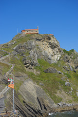 San Juan Gaztelugatxe island view, basque country, historical island with chapel in Northern Spain