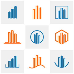 Set of Modern line art City logo template, Simple City logo design vector