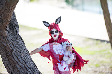 beautiful little girl dressed up for Halloween