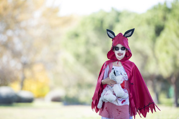 beautiful little girl dressed up for Halloween