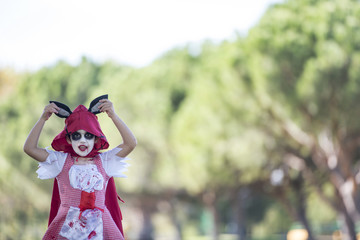 beautiful little girl dressed up for Halloween