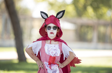beautiful little girl dressed up for Halloween