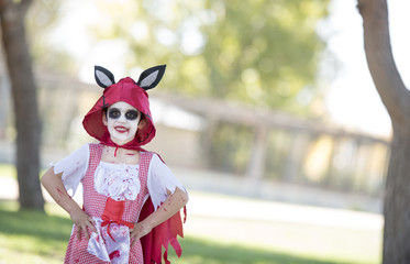 beautiful little girl dressed up for Halloween