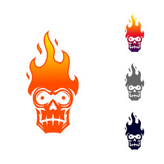 Skull with Fire logo design vector template.