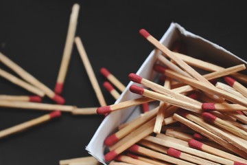 Matches in box , black background