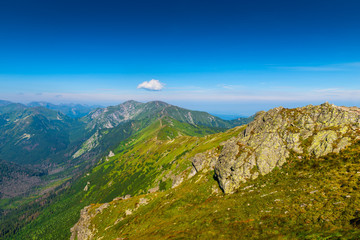 Fototapeta na wymiar scenic green Tatra Mountains in Poland, landscape Kasprowy Wierch