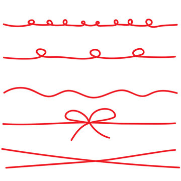 red string ribbons set- vector illustration