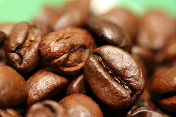 coffee beans on black background