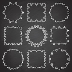 Collection of ornamental frames. Hand drawn circle and square frames