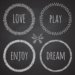 Collection of floral frames. Cute hand drawn floral circle frames