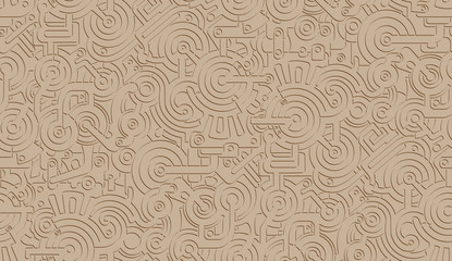 Seamless Vector Mechanical Pattern Texture. Isolated. Steampunk. Light Beige and Brown