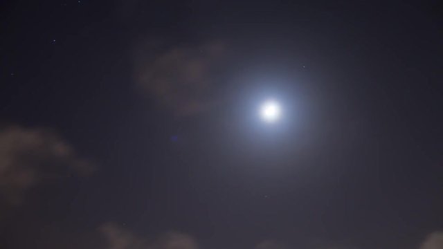 A time laps of moon is moving on the sky with cloudy 