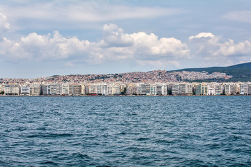 Fototapeta na wymiar Thessaloniki, Greece - August 16, 2018: View of Thessaloniki from the sea