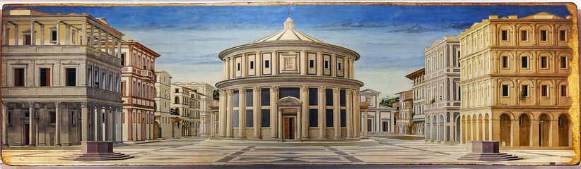 Obraz premium Urbino, Włochy, Miasto idealne, Piero della Francesca, galeria narodowa
