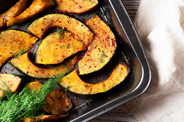 Baked pumpkin pieces