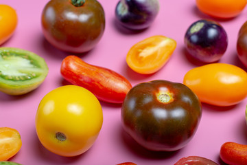 Multicolored assortment of French fresh ripe tomatoes