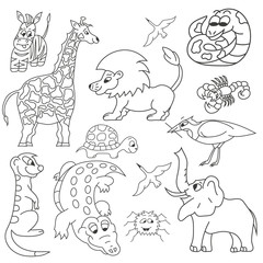 Set of vector animals. Isolated.