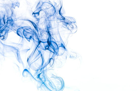 Blue smoke on white background