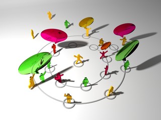 social network. 3D illustration
