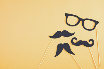 Movember concept. November is month of men health issues and prostate cancer awareness. Party kit...