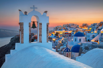 Oia, Santorini. Image of famous cyclades village Oia located at the island of Santorini, South Aegean, Greece.