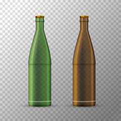 Brown and green beer bottles template
