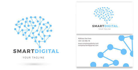 Smart Digital, Digital Services Logo & Business card, Technology, Internet Marketing Vector Logo